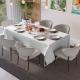 Toalha de Mesa Teka Champagne Rosê Bege 8 Lugares